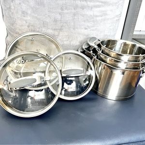 David Burke Gourmet Pro Stainless - 3 pot set with lids